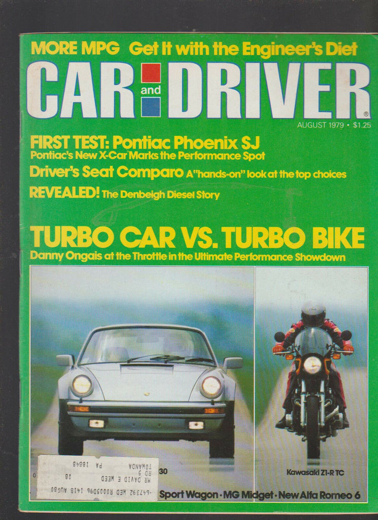 Car and Driver Magazine August 1979 Kawasaki Pontiac Phoenix Denbeigh Diesel