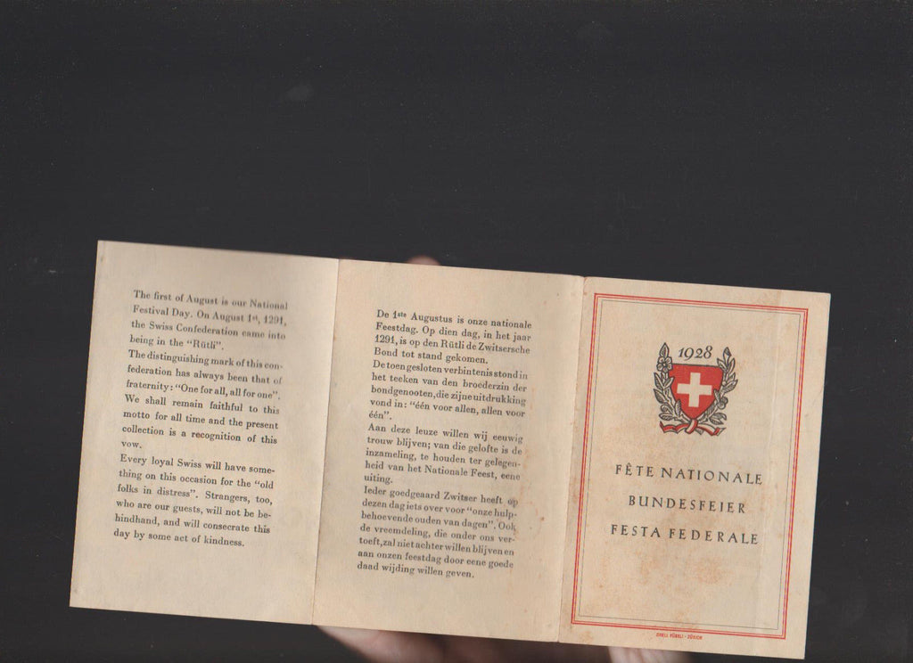 Switzerland 1928 Brochure Fete Nationale Bundesfeier Festa Federale