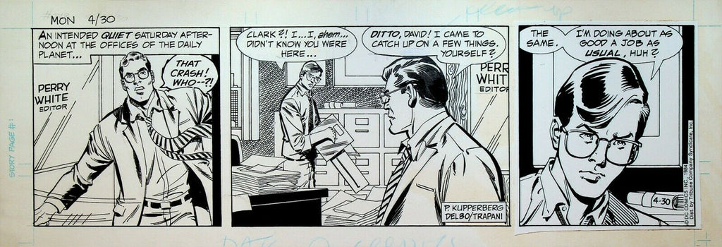Superman Comic Strip Original Art April 30 1984 Jose Delbo Sal Trapani