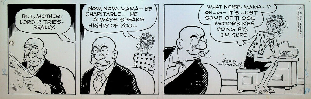 Moon Mullins Original Comic Strip Art Ferd Johnson May 26 1972 Telephone
