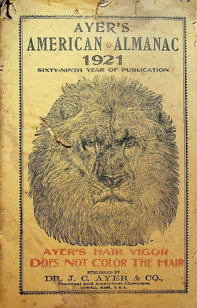 Ayer's American Almanac 1921 Dr JC Ayer & Co Quack Medicine