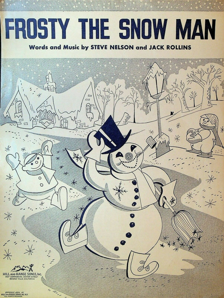 Frosty the Snowman Sheet Music 1950 Hill & Range Songs Steve Nelson Jack Rollins