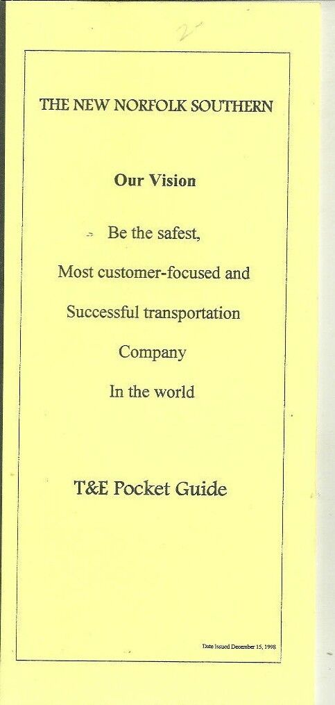 New Norfolk Southern T&E Pocket Guide 1998 Trains Railroad