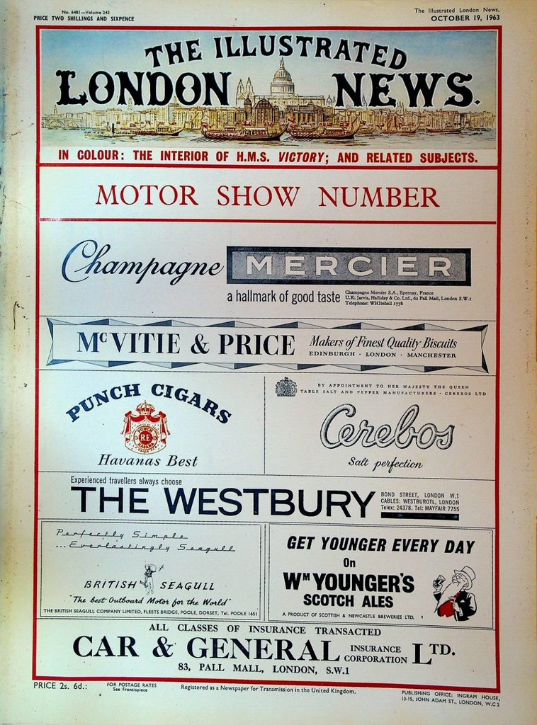 Illustrated London News October 19 1963 HMS Victory Motor Show Jackie Kennedy