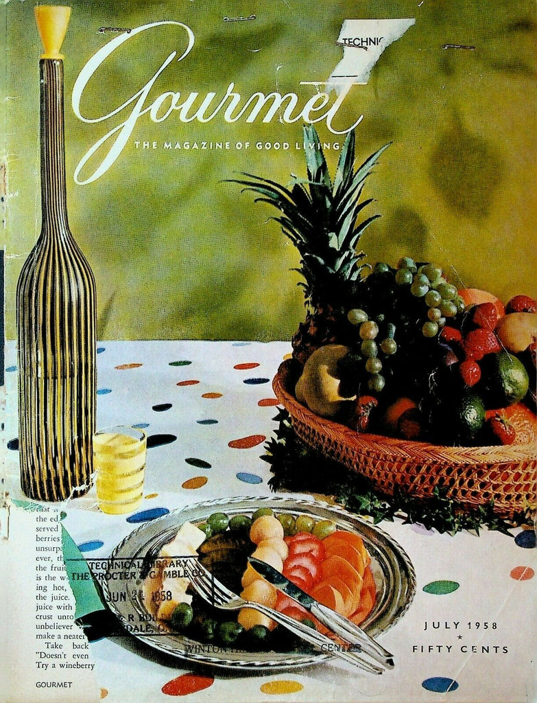 Gourmet Magazine July 1958 Barbecue Compotes Green Cress