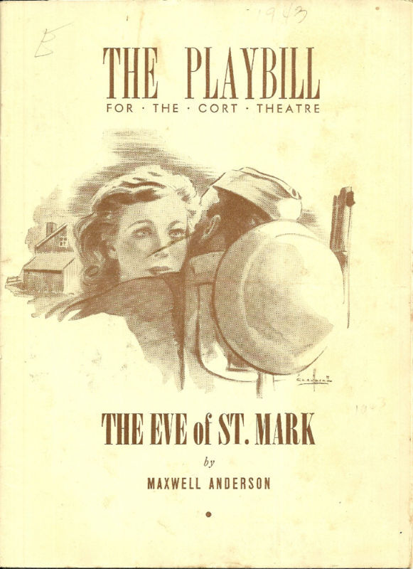 The Eve of St Mark Playbill January 31 1943 Grover Burgess Aline MacMahon