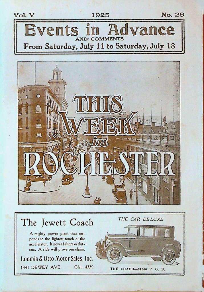 This Week in Rochester NY July 11 1925 Dr Will J Erwood Ads