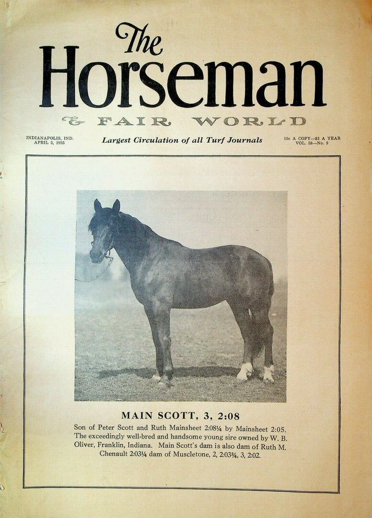 Horseman & Fair World Magazine Harness Racing April 3 1935 Main Scott