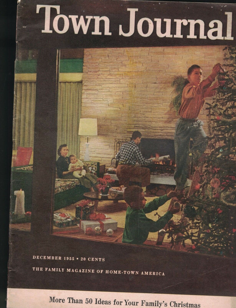 Town Journal Magazine December 1955 Christmas Tree Trimming Cover