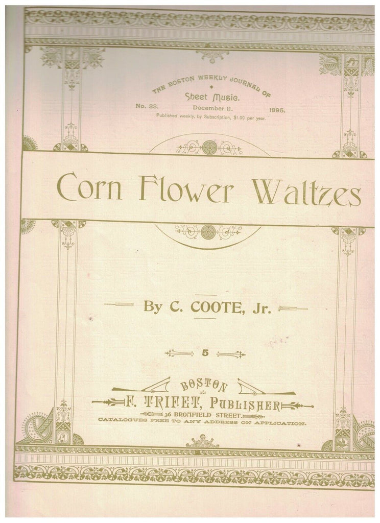 Corn Flower Waltzes Sheet Music C Coote Jr 1895