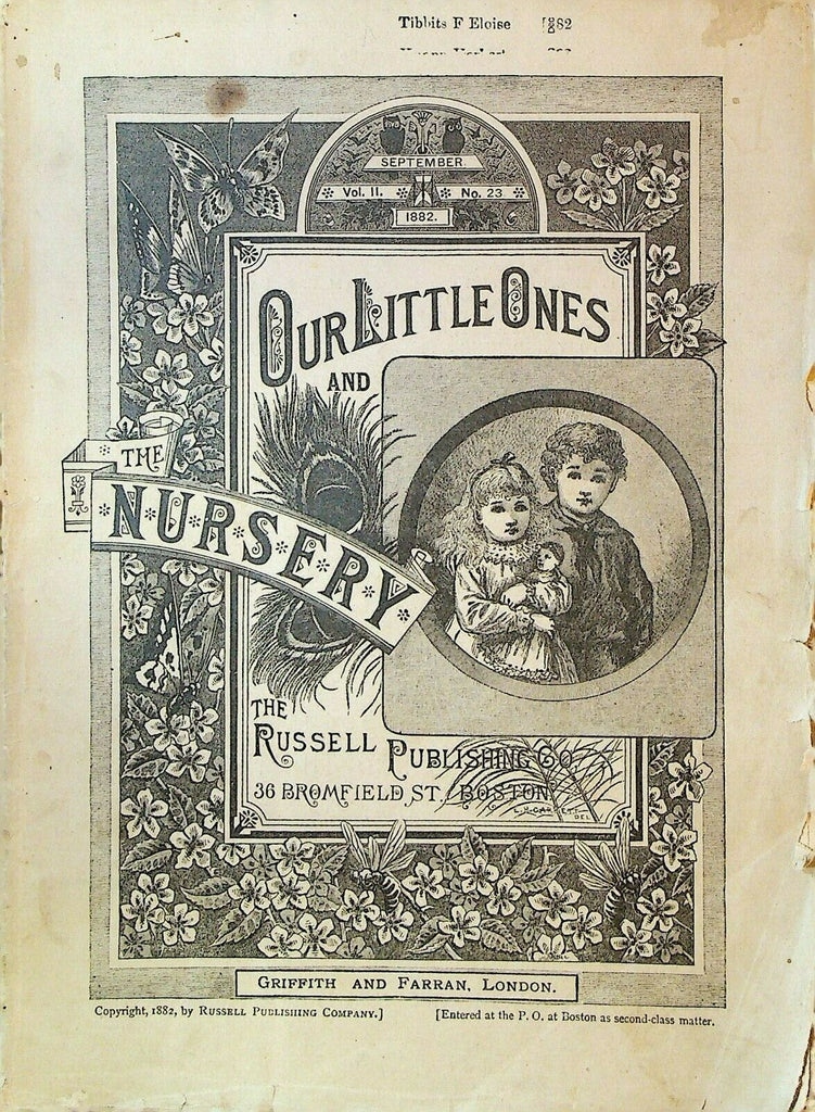Our Little Ones & The Nursery September 1882 WL Sheppard Kate Tannatt Woods