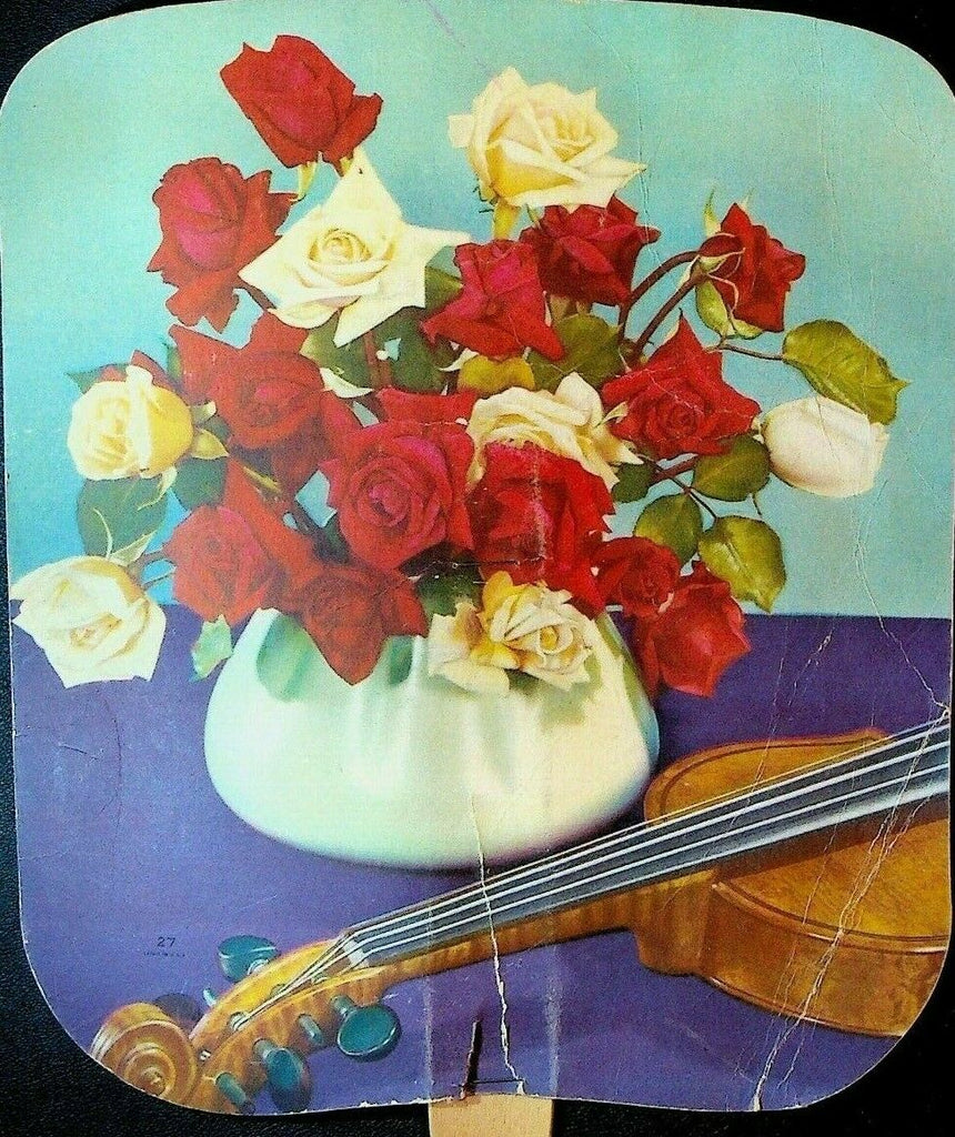 Advertising Fan Abel's Seed House Reading Flowers in Vase