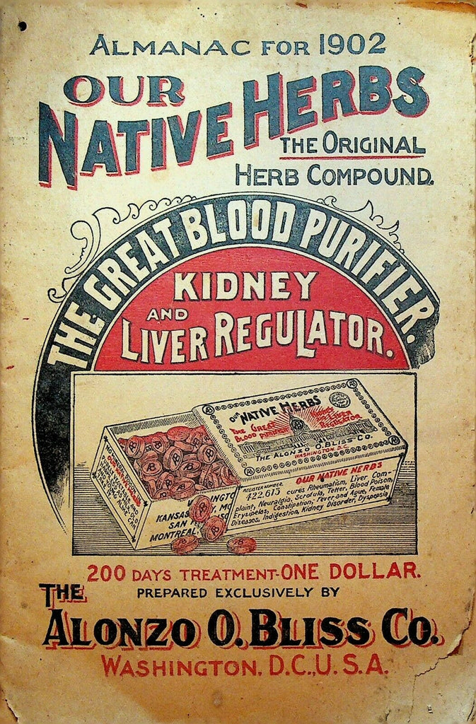 Alonzo O Bliss Native Herbs Almanac 1902 Quack Medicine