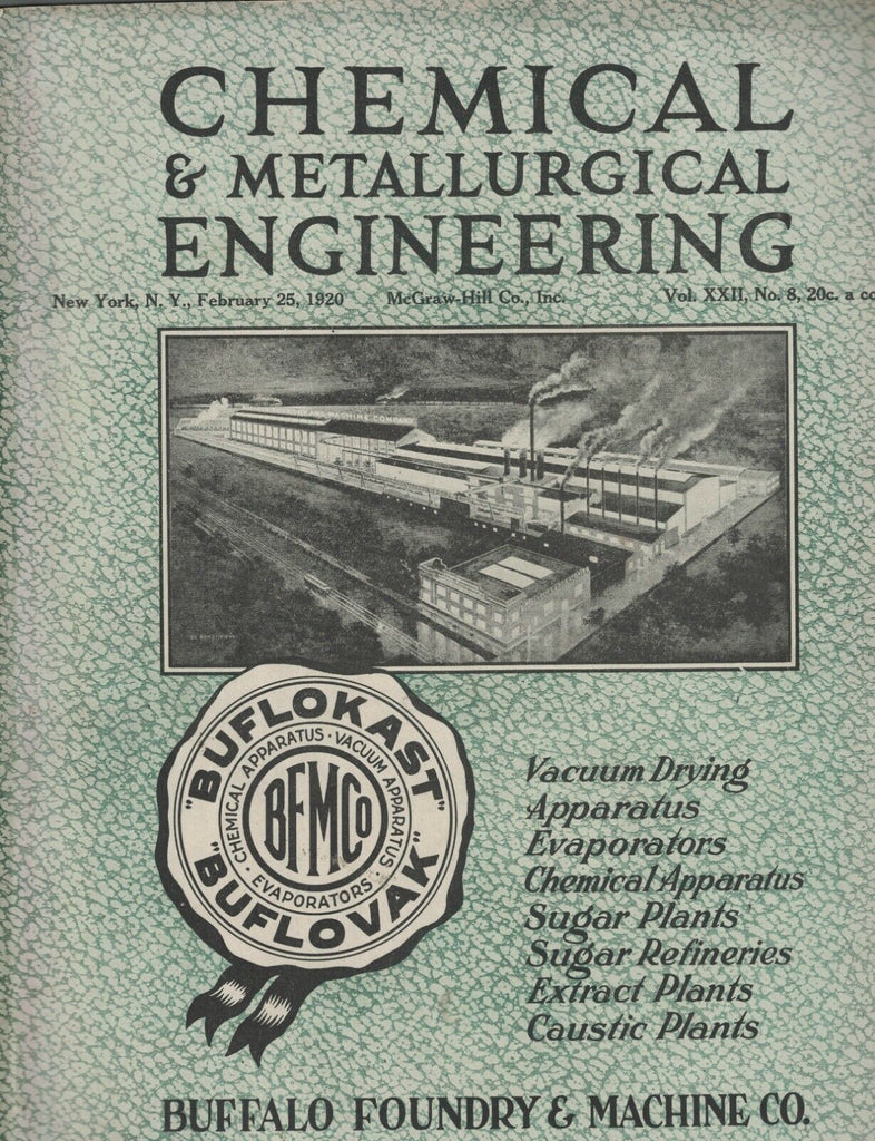 Chemical & Metallurgical Engineering Magazine February 25 1920 Sugar Plants