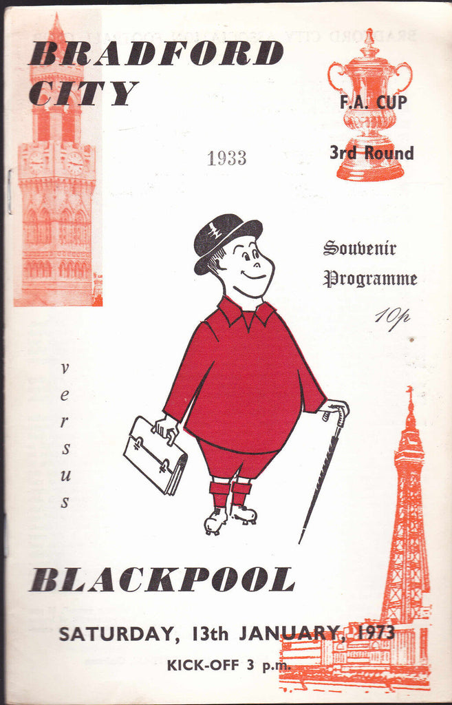 Bradford City Souvenir Programme January 13 1973 v Blackpool Football Soccer