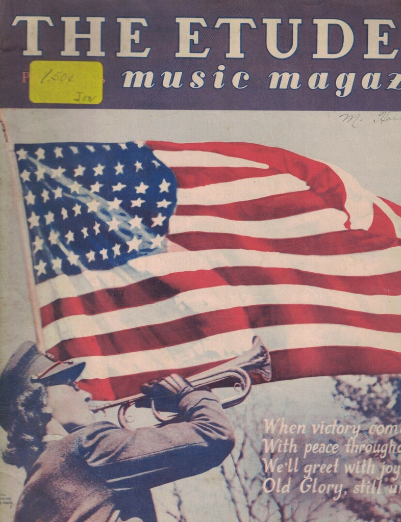 The Etude Music Magazine January 1944 US Flag Cover Patriotic