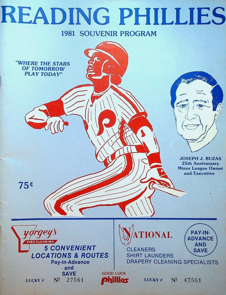 Reading Phillies Minor League Program 1981 v Waterbury Reds Julio Franco