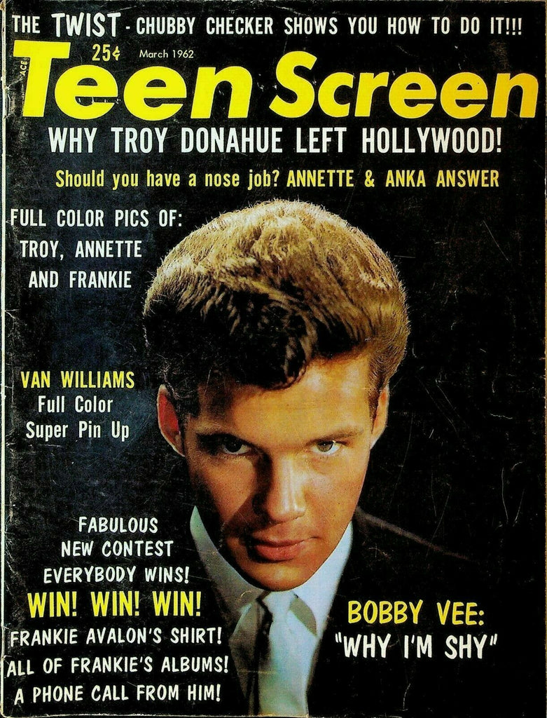 Teen Screen March 1962 Annette Funicello Chubby Checker Bobby Vee Van Williams