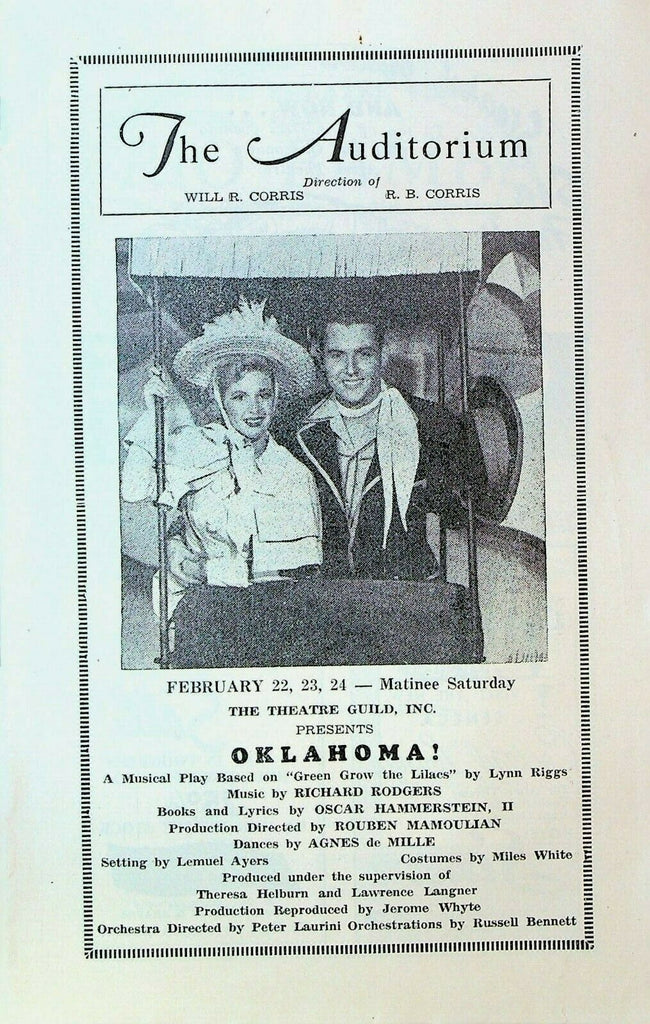 Oklahoma! Program Auditorium Theater Rochester NY 1951 Owen Martin