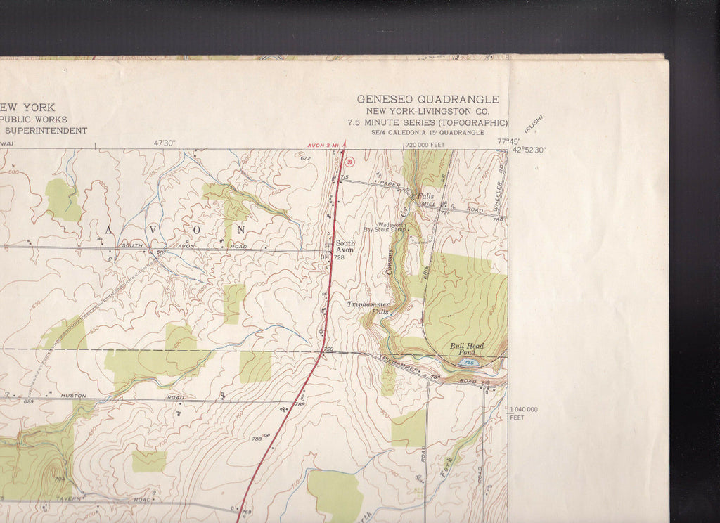 Geneseo Quadrangle Livingston County NY US Geological Survey Map 1950