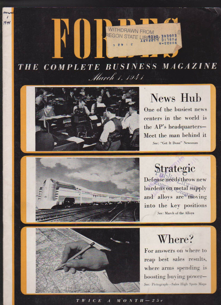 Forbes Magazine March 1 1941 Navy George Chapline Kent Cooper AP