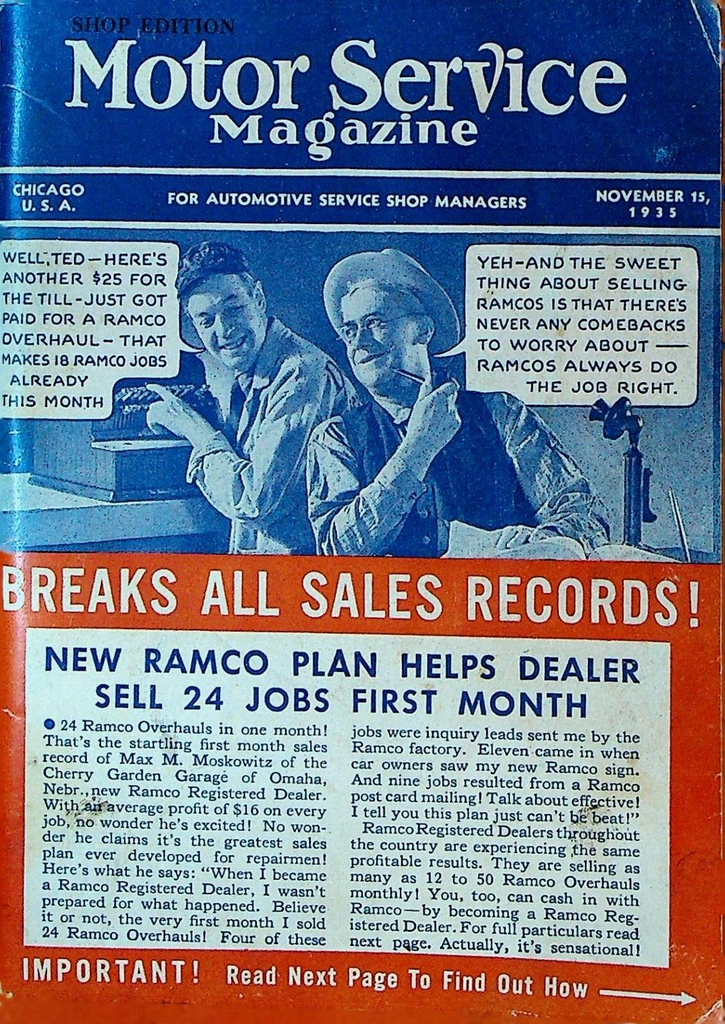 Motor Service Magazine November 15 1935 Pontiac Chevy Hudson Cord Terraplane