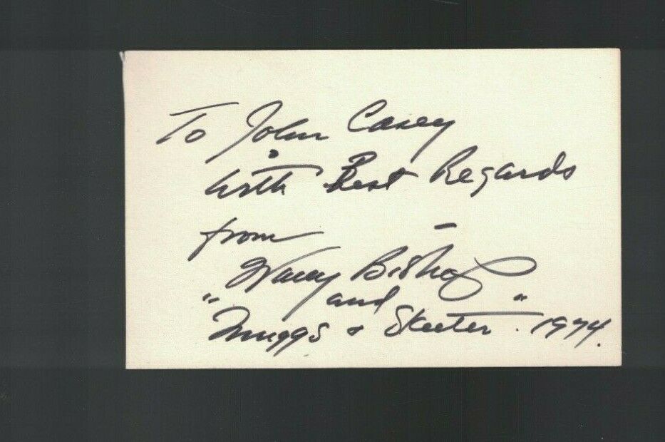 Wally Bishop 1974 Signed Autographed Index Card Muggs & Skeeter