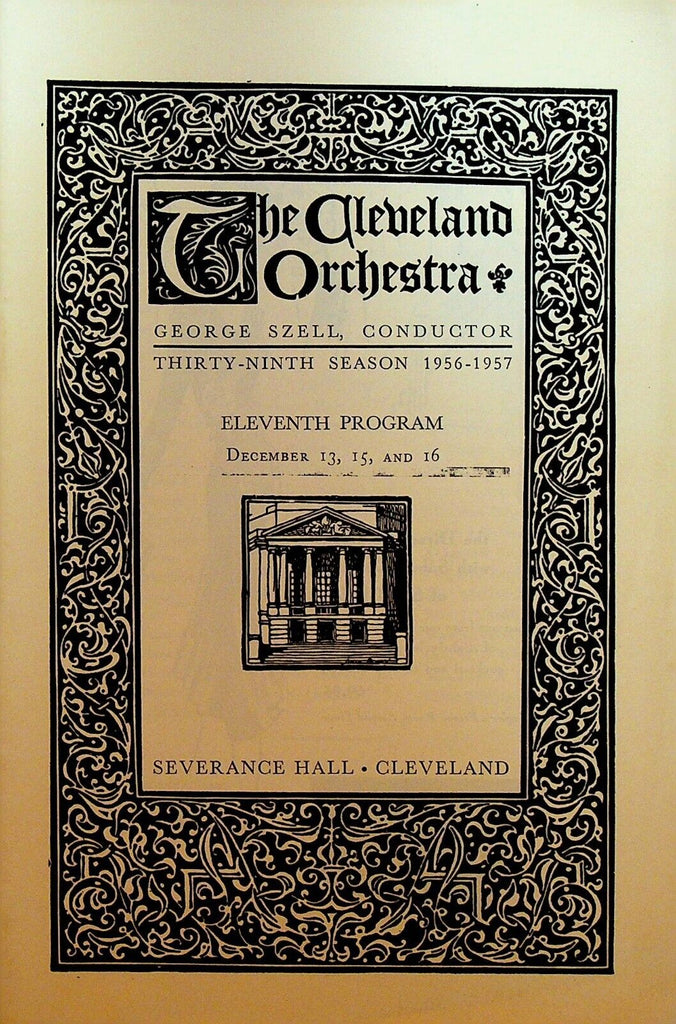 Cleveland Orchestra Program December 1956 Robert Shaw Beethoven