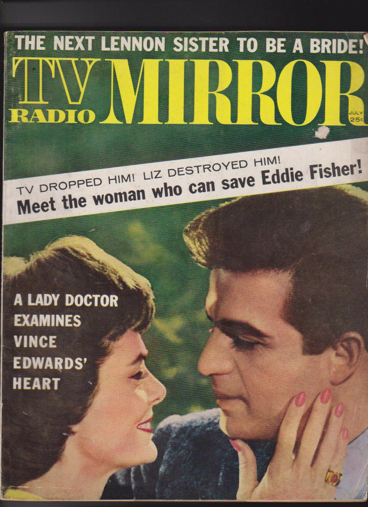 TV Radio Mirror Lennon Sisters Eddie Fisher Vince Edwards July 1962
