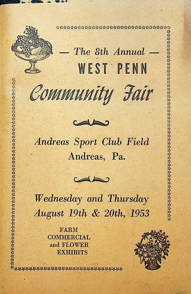 West Penn Community Fair Program August 19 1953 Andreas Pa