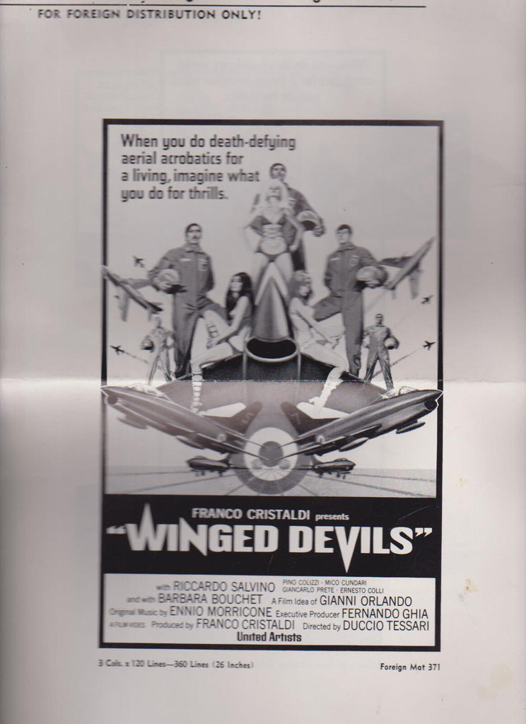 Winged Devils Franco Cristaldi Advertising Materials Sheet 1972 Movie