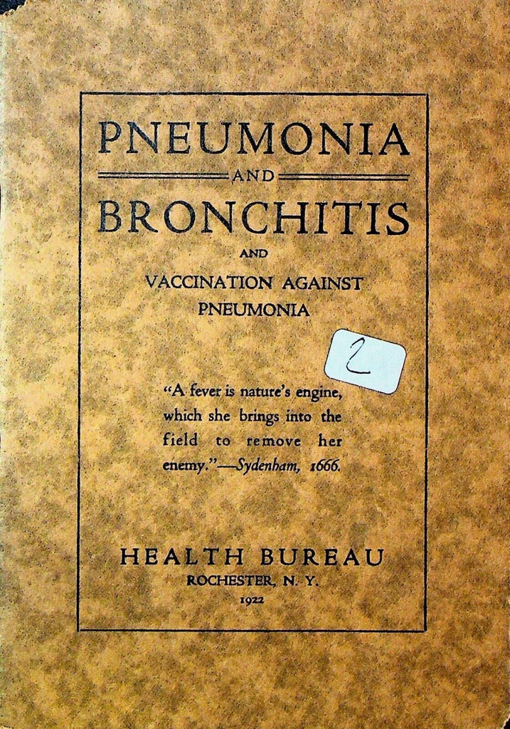 Pneumonia & Bronchitis Booklet Rochester NY Health Bureau 1922