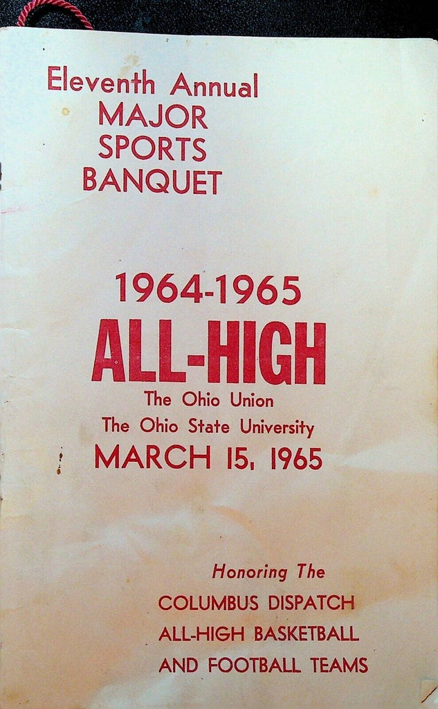 Columbus Ohio All-High 1964 1965 Major Sports Banquet Program