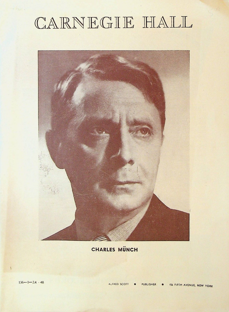 Carnegie Hall Program Charles Munch January 1948 Philharmonic