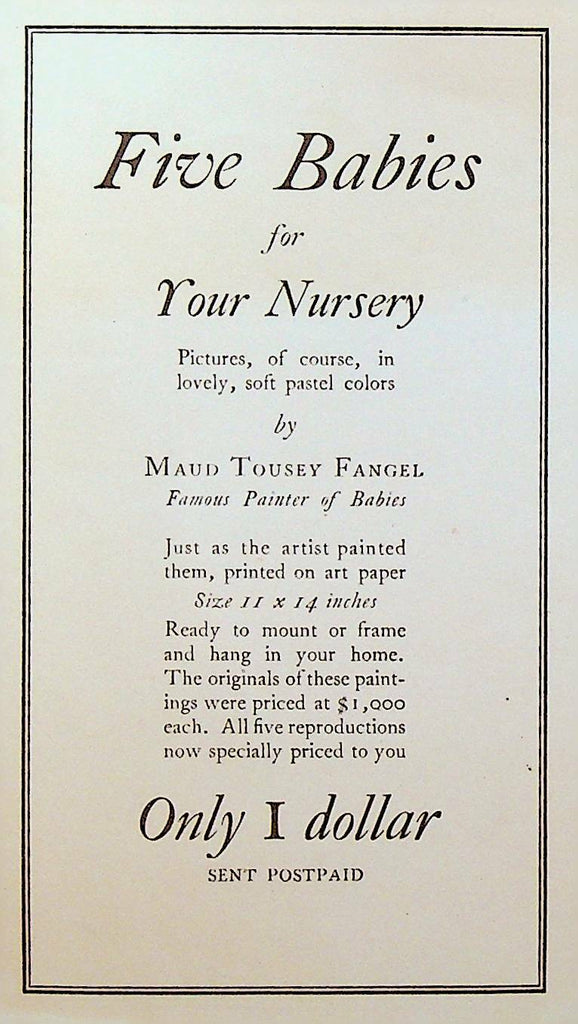 Five Babies for Your Nursery by Maud Tousey Fangel Brochure Earnshaw Newton Mass