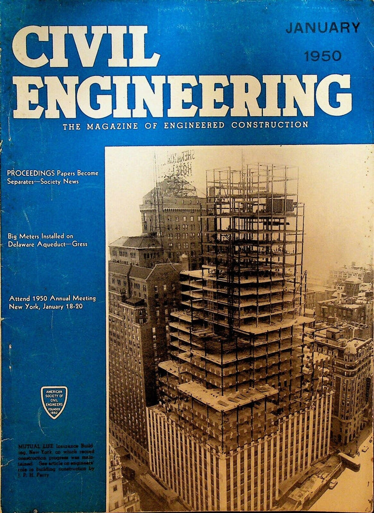 Civil Engineering Magazine January 1950 Mutual Life Insurance Building NYC