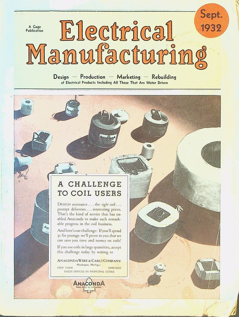 Electrical Manufacturing Magazine September 1932 Design Production Marketing