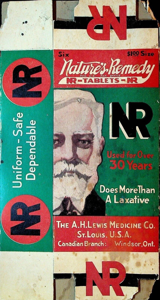 Nature's Remedy Vintage Box AH Lewis Medicine St Louis Tablets Cardboard