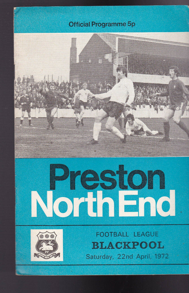 Preston North End v Blackpool Official Programme April 22 1972 Football