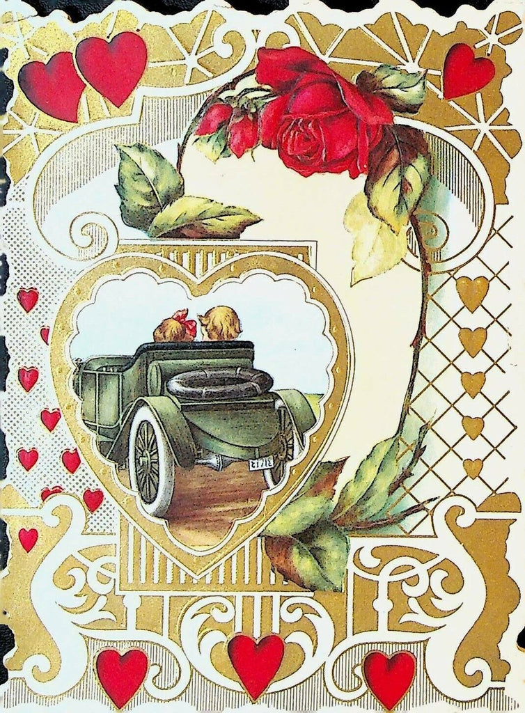 Valentine's Day Greeting Card Whitney Mark Vintage Car Kissing Die-Cut