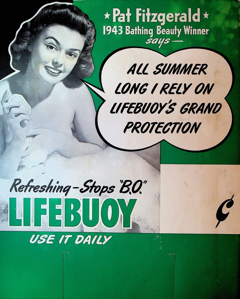Lifebuoy Soap Store Display Ad Pat Fitzgerald 1943 Bathing Beauty Winner