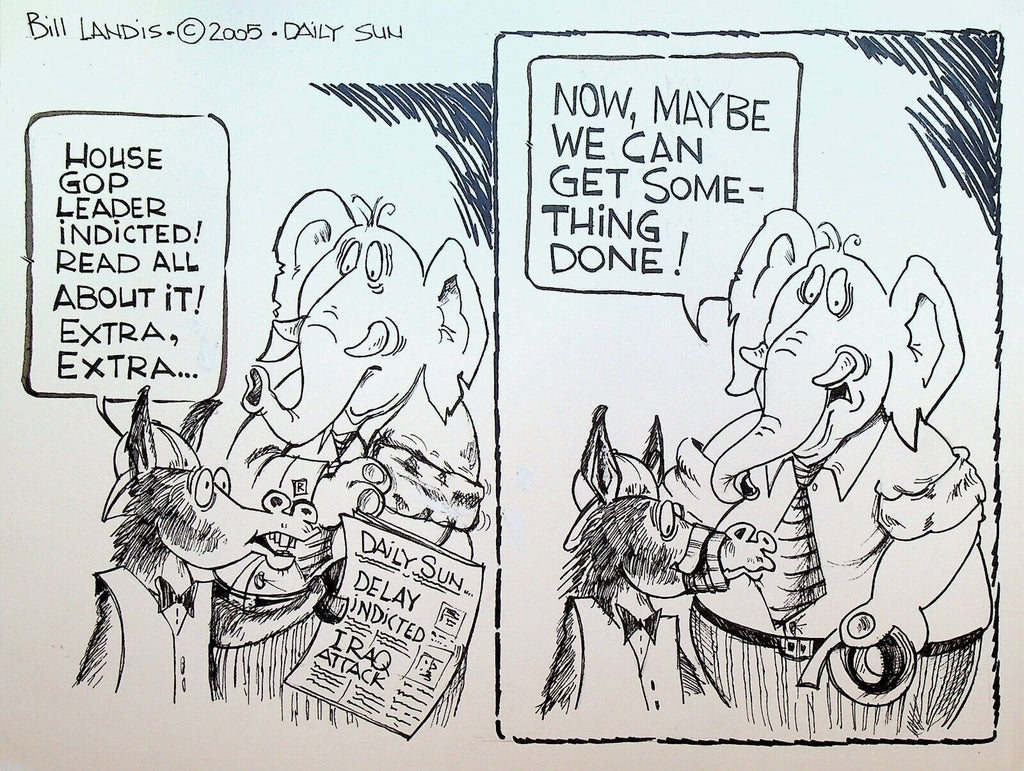 Bill Landis Original Cartoon Art The Villages Daily Sun 2005 Tom DeLay