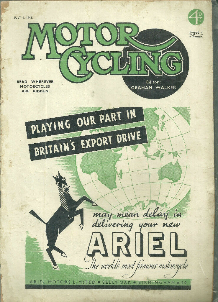 MOTORCYCLING Magazine England July 4 1946 Motorcycle