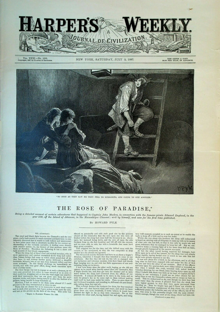 Harper's Weekly July 2 1887 Jacob Sharp Howard Pyle Seventh Regiment Peekskill