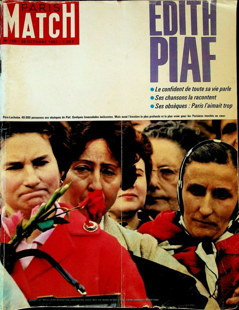 Paris Match Magazine #759 October 26 1963 Eith Piaf Jean Cocteau
