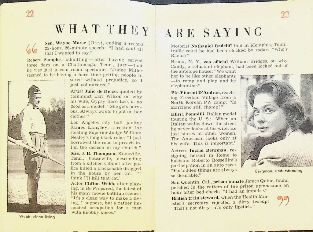 Quick Magazine May 4 1953 Lu Ann Simms Julius La Rosa Ingrid Bergman