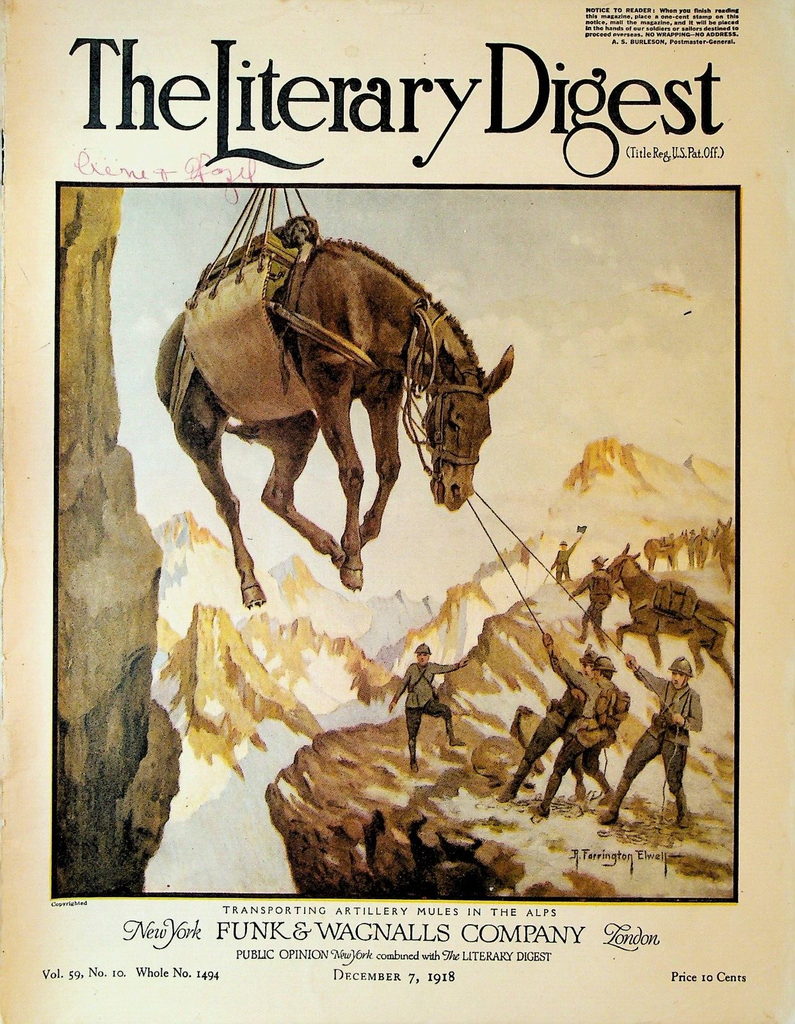 The Literary Digest December 7 1918 Mormon Church WWI End