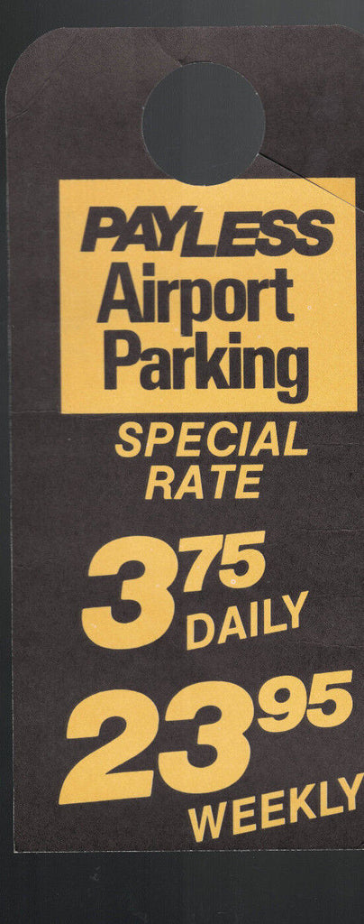 Budget Car Rental Sales 1978 Mirror Hang Tag Payless Airport Parking Canada
