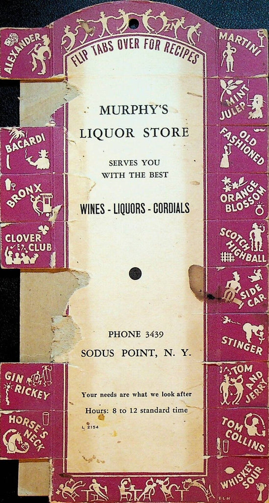 Murphy's Liquor Store Sodus Point NY Alcohol Recipe Card