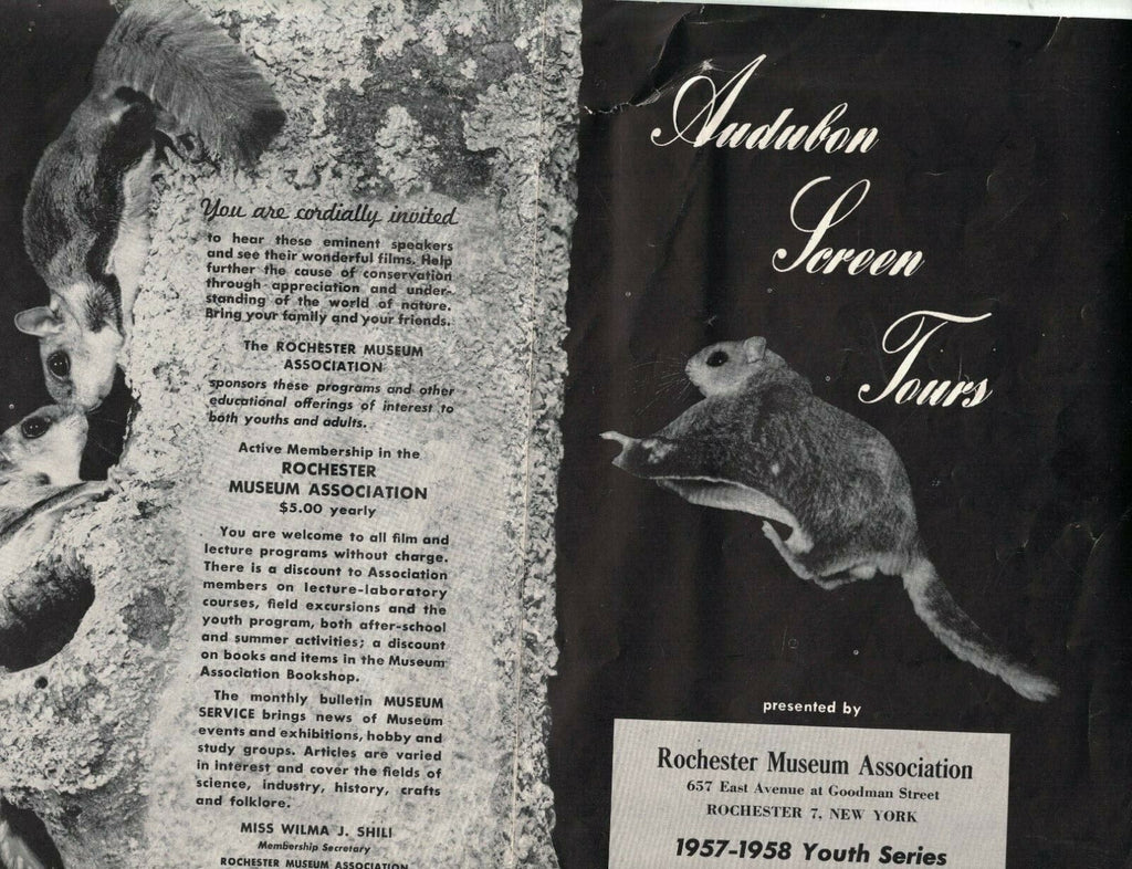 Audubon Screen Tours 1957-58 Brochure Rochester NY Museum Association Animals